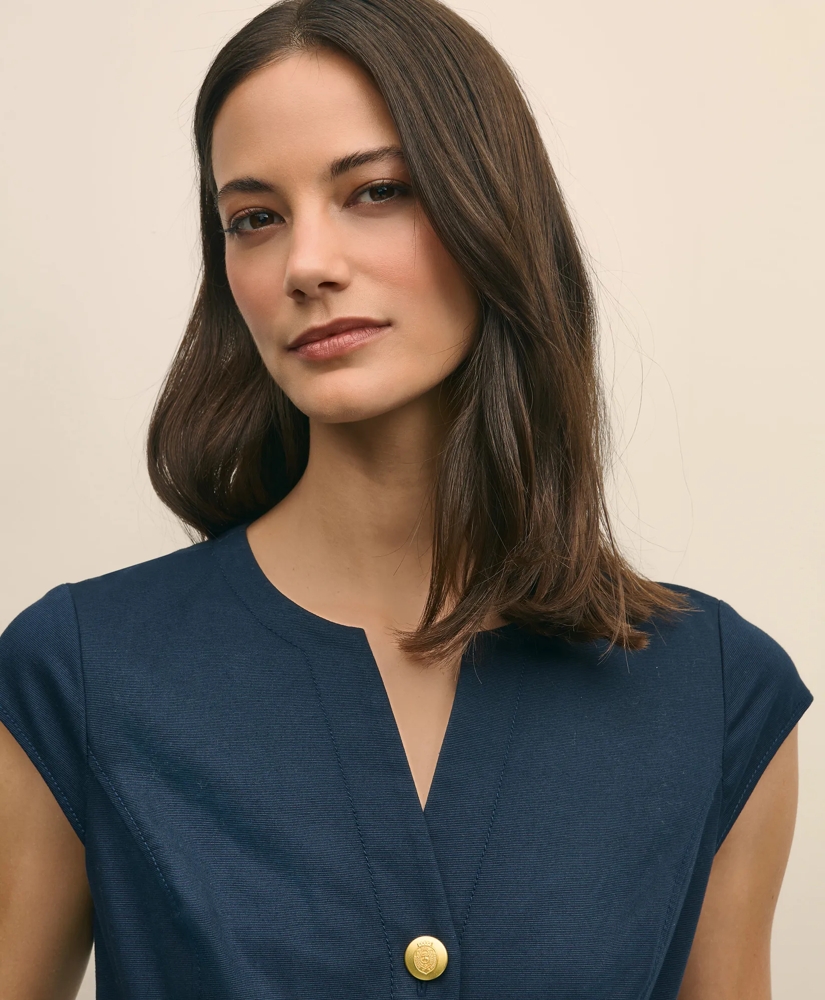 Button Front Dress in Cotton Faille, image 3