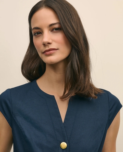 Button Front Dress in Cotton Faille, image 3