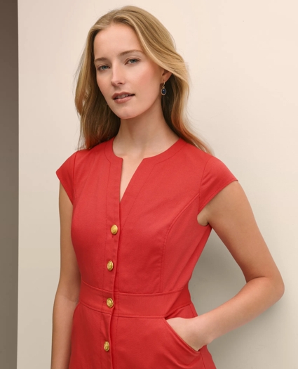 Button Front Dress in Cotton Faille, image 2