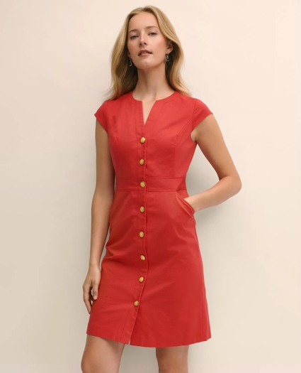 Button Front Dress in Cotton Faille, image 3