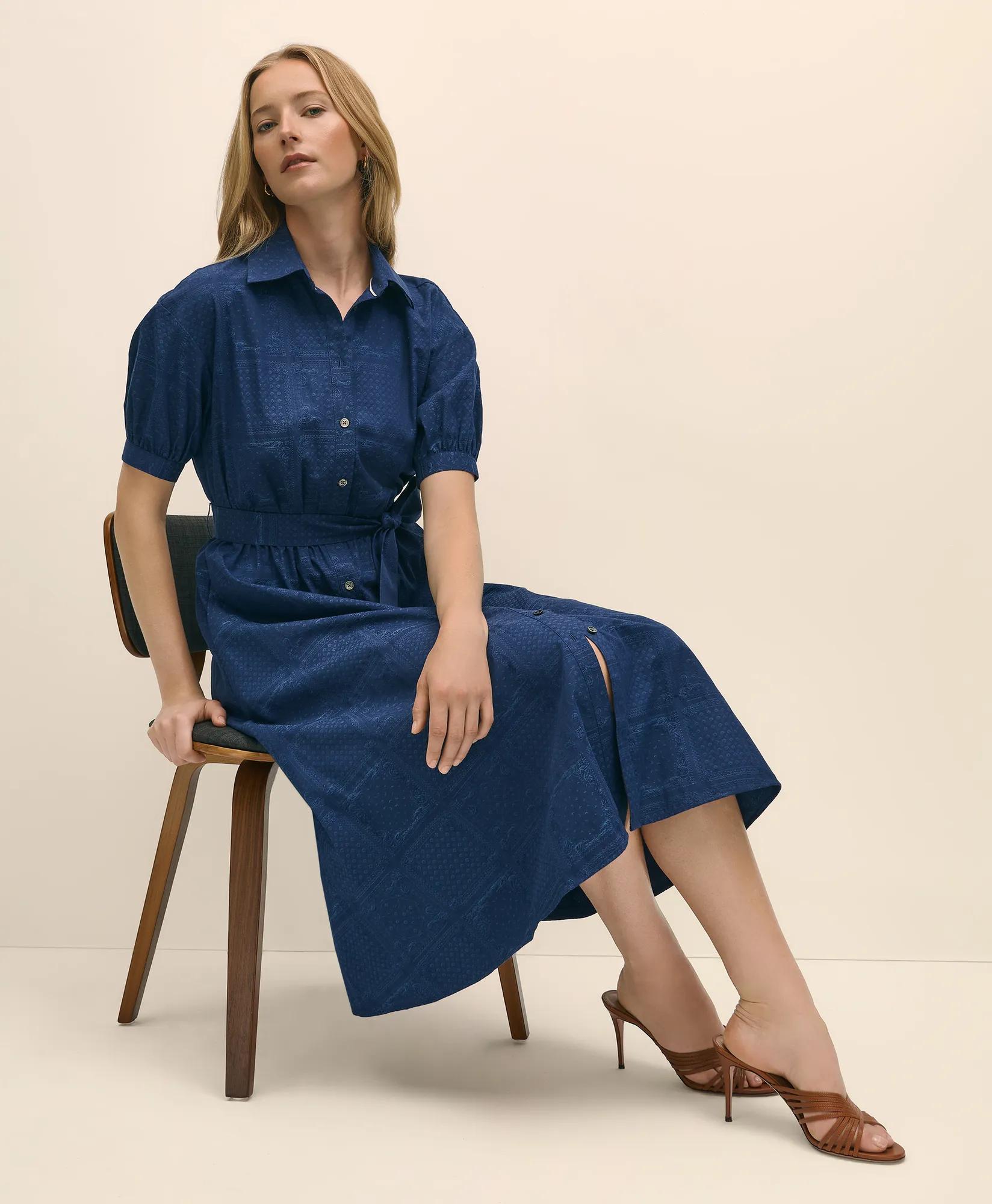 Cotton Paisley A-line Shirt Dress