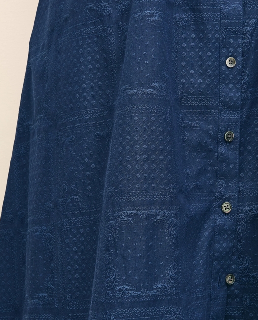 Cotton Paisley A-line Shirt Dress