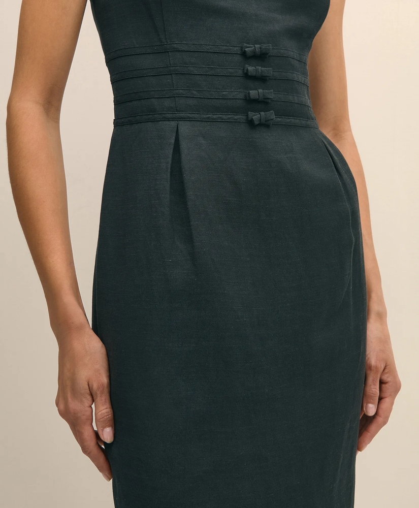 Linen Blend Bow Sheath Dress, image 4