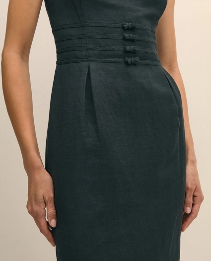 Linen Blend Bow Sheath Dress, image 4