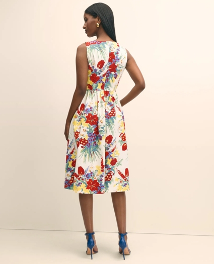 Floral A-Line Dress in Cotton Blend, image 4