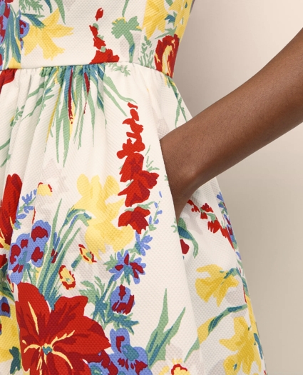 Floral A-Line Dress in Cotton Blend, image 5