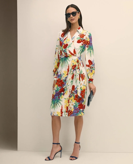 Floral Wrap Dress in Crepe, image 1