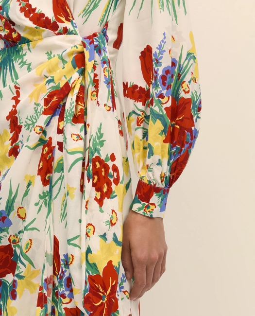 Floral Wrap Dress in Crepe