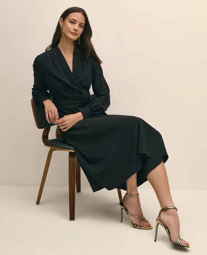 Fit-And-Flare Crepe Wrap Dress, image 1