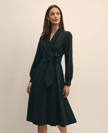 Fit-And-Flare Crepe Wrap Dress, image 2