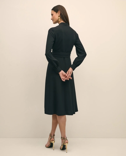 Fit-And-Flare Crepe Wrap Dress, image 5