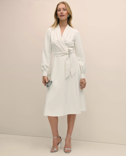 Fit-And-Flare Crepe Wrap Dress, image 1