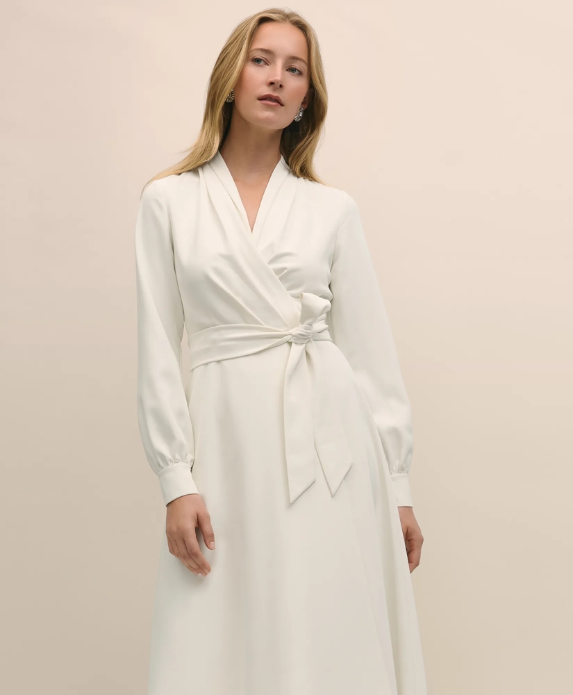 Fit-And-Flare Crepe Wrap Dress, image 4