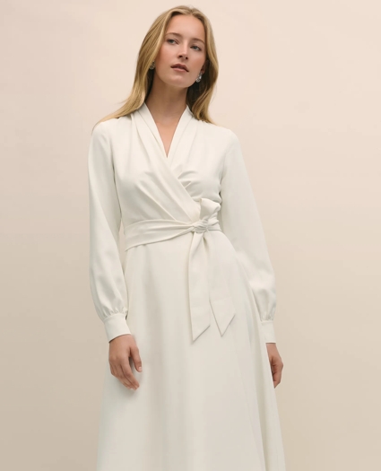 Fit-And-Flare Crepe Wrap Dress, image 4