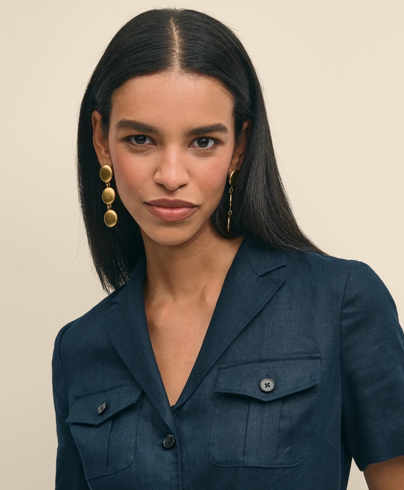 Linen A-Line Belted Shirt Dress, image 3