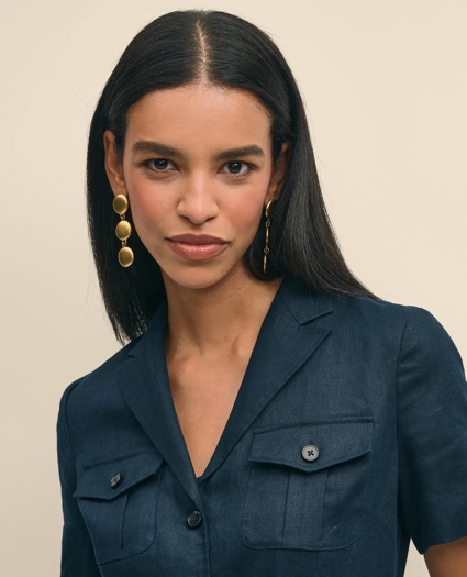 Linen A-Line Belted Shirt Dress, image 3