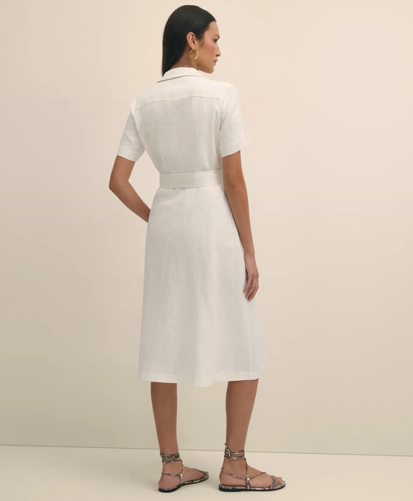 Linen A-Line Belted Shirt Dress, image 3