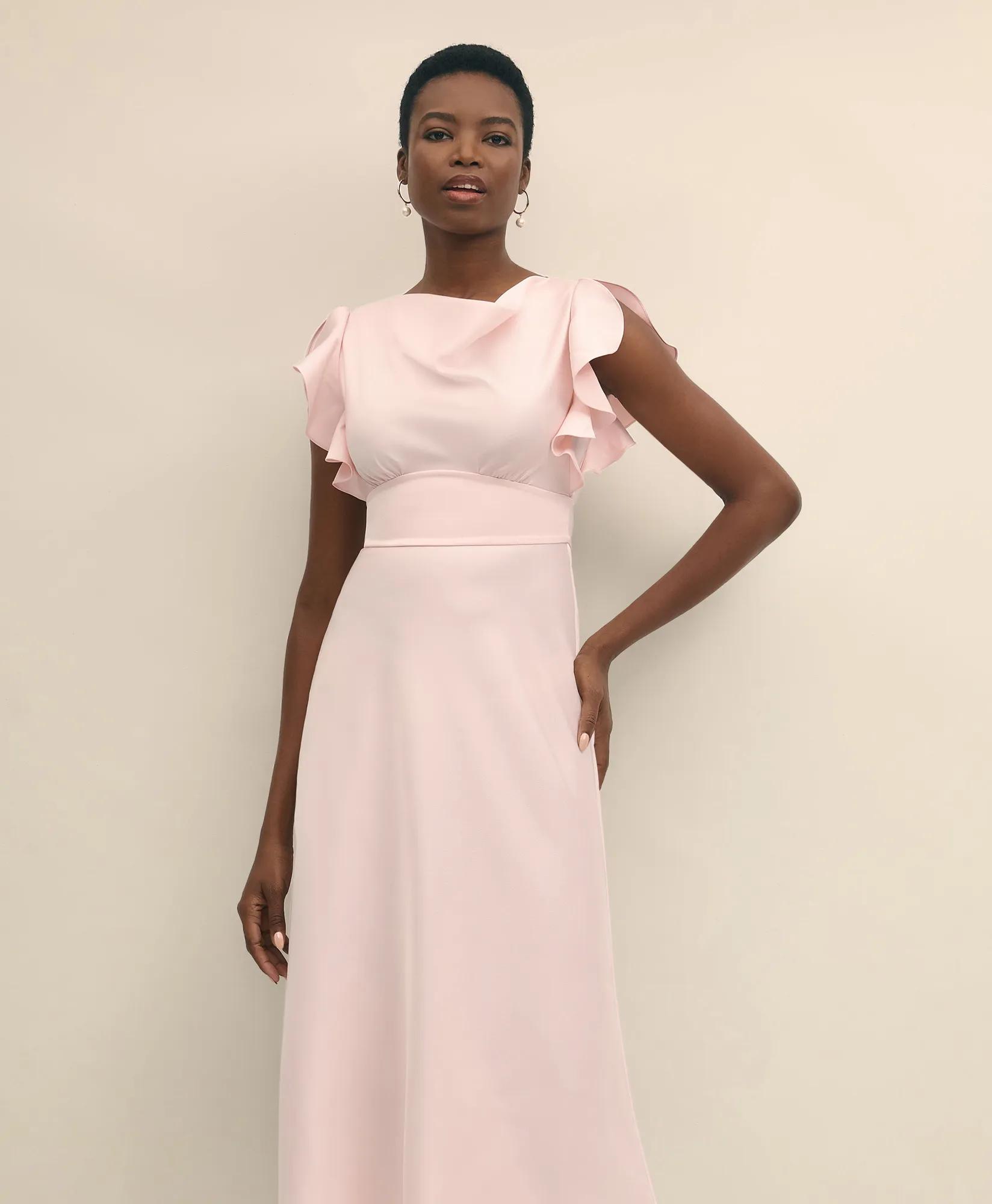 Crepe Butterfly Sleeve Maxi Dress