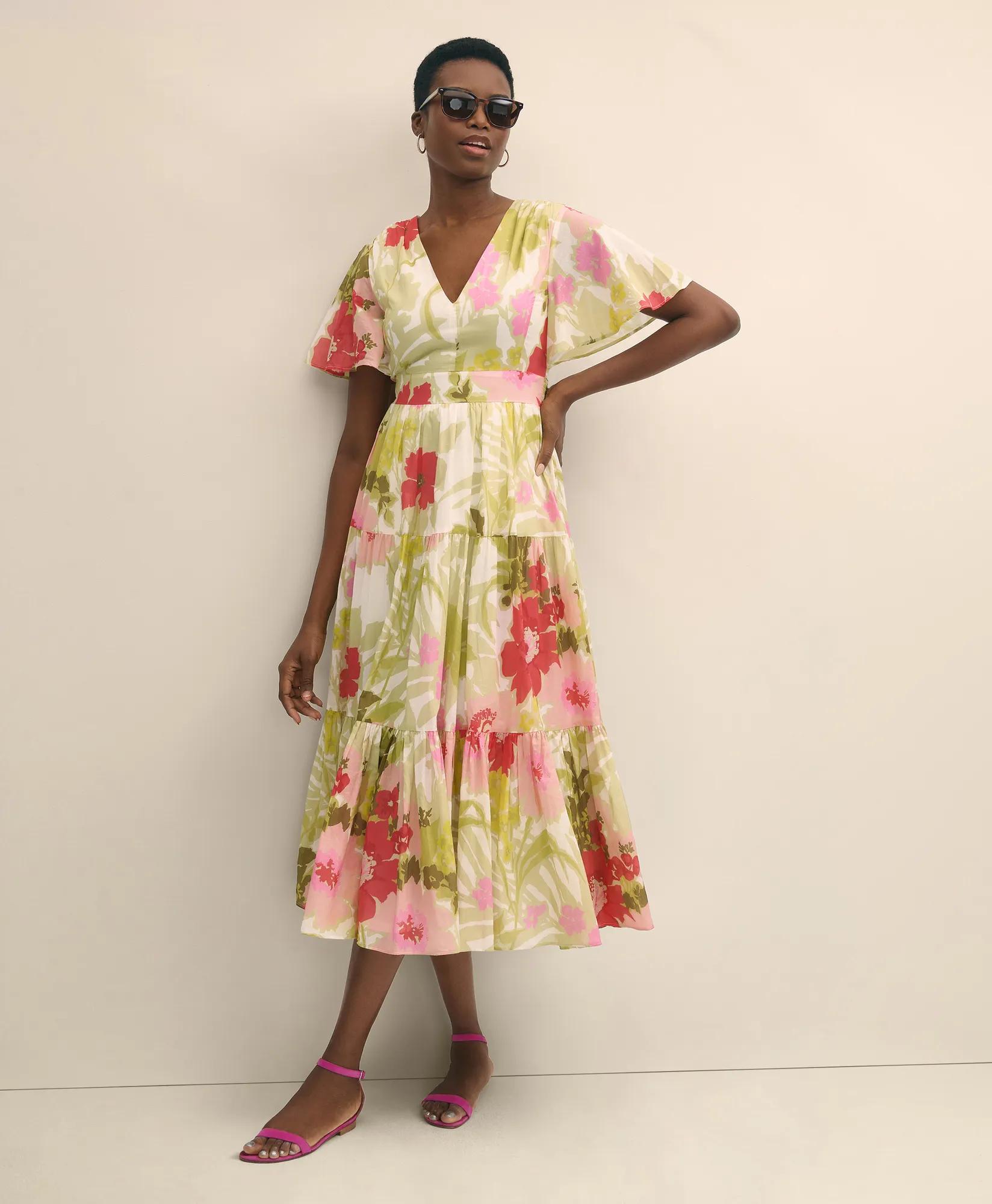Cotton Floral Tiered Maxi Dress