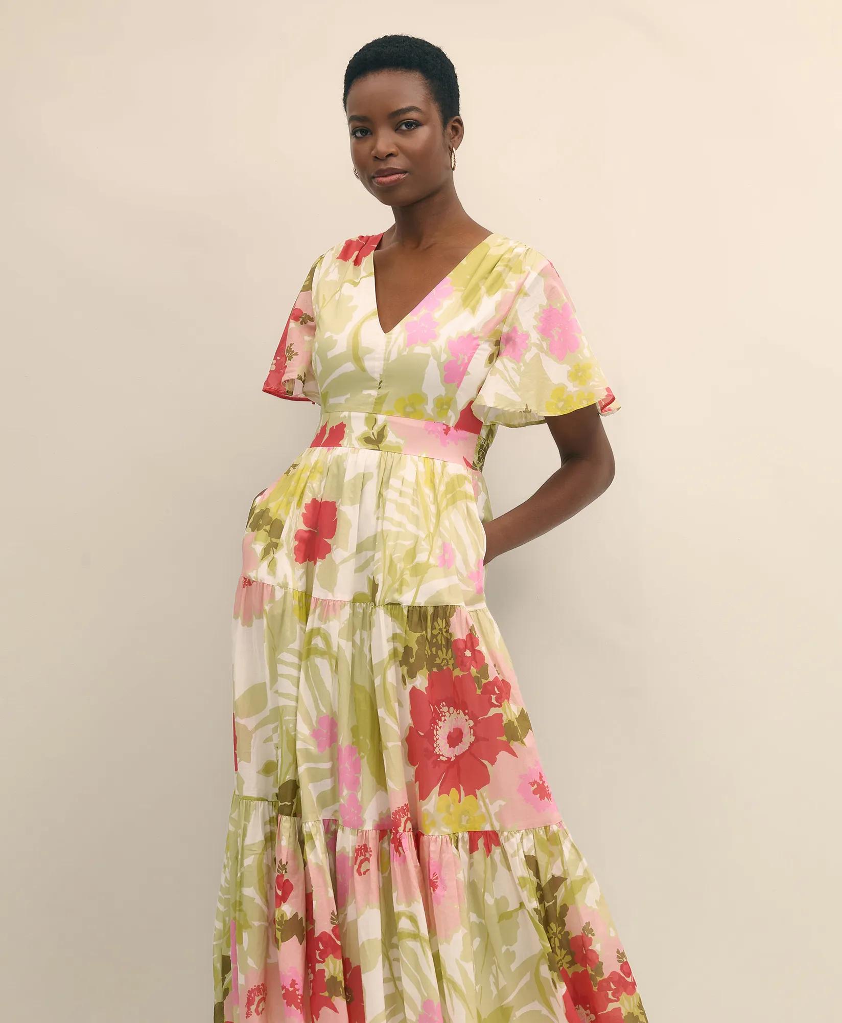Cotton Floral Tiered Maxi Dress