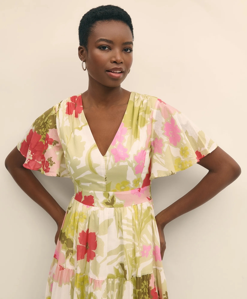 Cotton Floral Tiered Maxi Dress, image 3