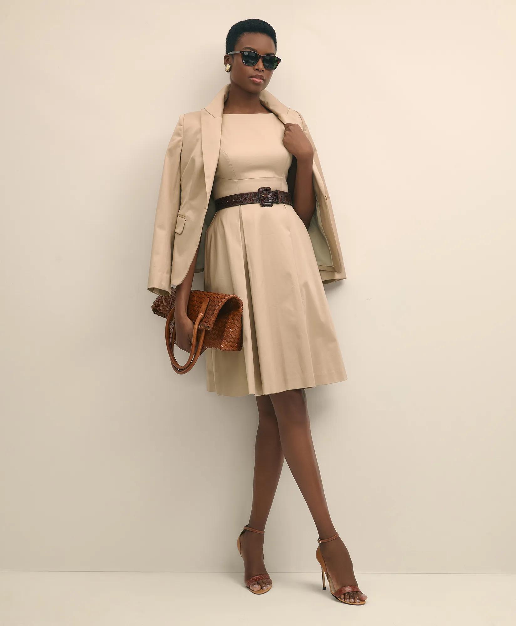 Cotton Sateen Fit-And-Flare Dress