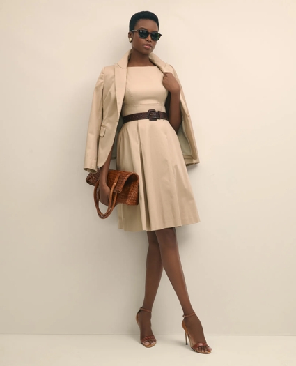 Cotton Sateen Fit-And-Flare Dress, image 1