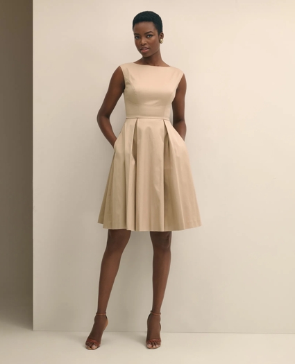 Cotton Sateen Fit-And-Flare Dress, image 2