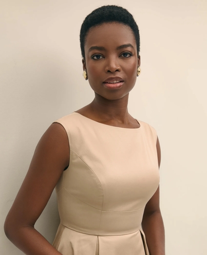 Cotton Sateen Fit-And-Flare Dress, image 3