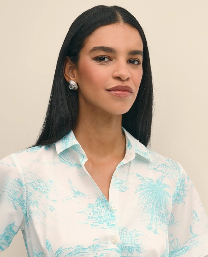 Supima® Satin Cotton Bermuda Toile Shirt Dress, image 3