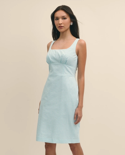Cotton Blend Seersucker Sheath Dress, image 3