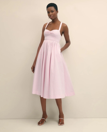 Cotton Blend Seersucker Fit-And-Flare Dress, image 4