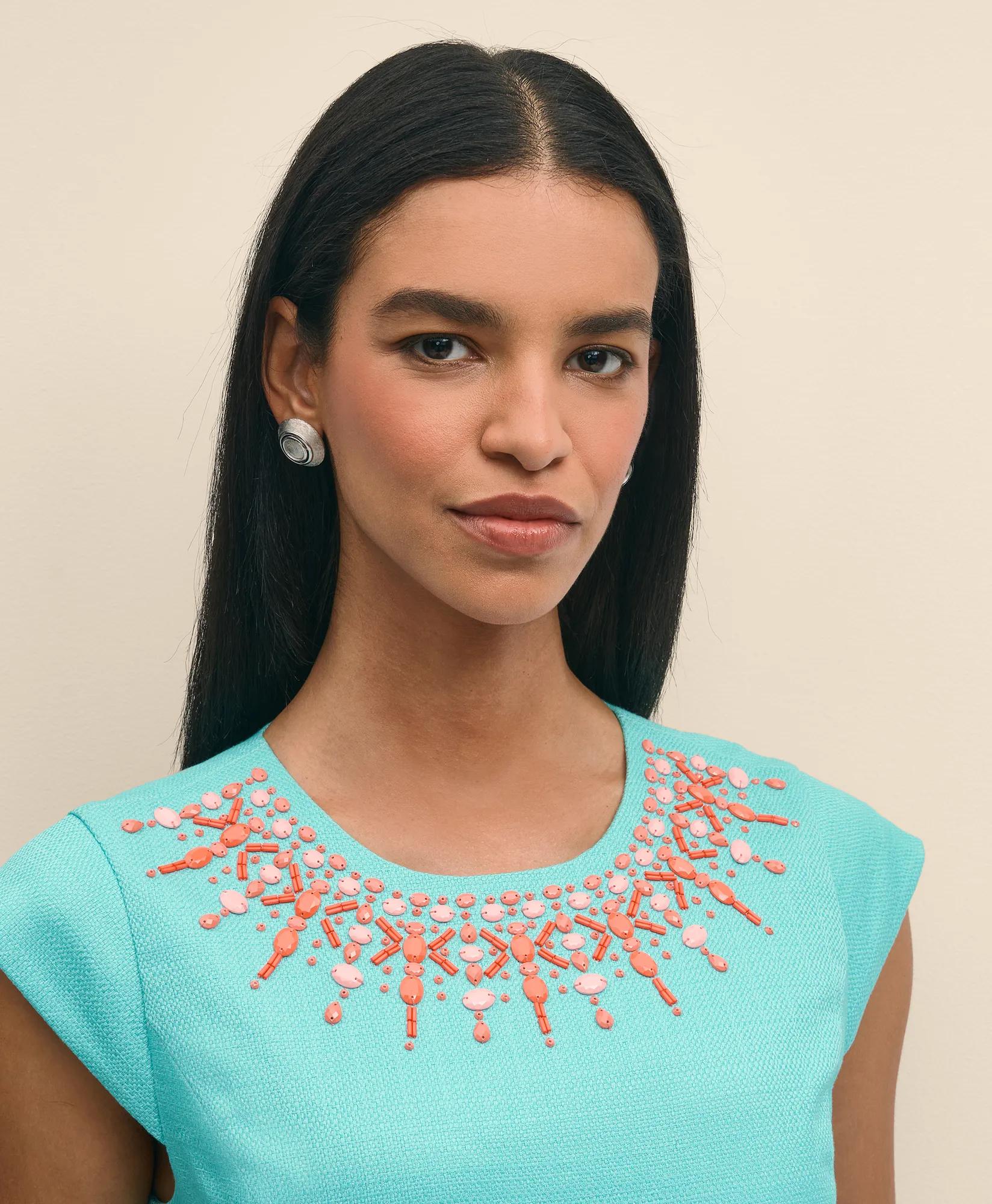 Cotton Embellished Sheath Dress