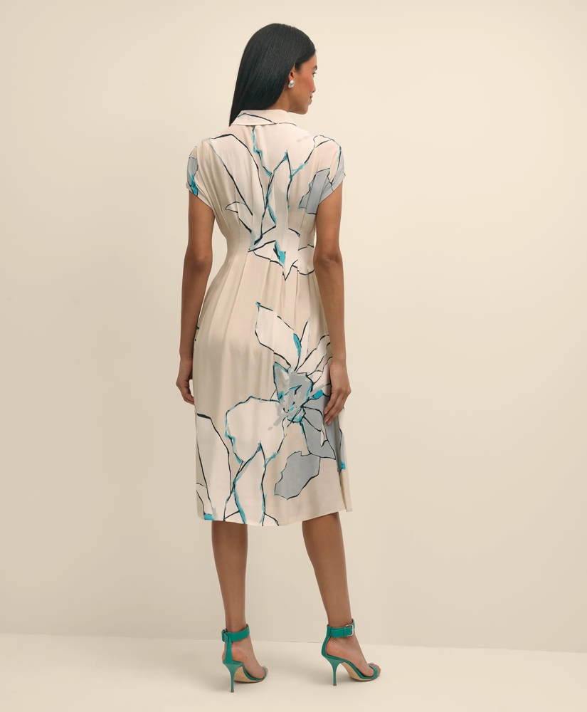 Crepe A-Line Abstract Print Shirt Dress, image 4