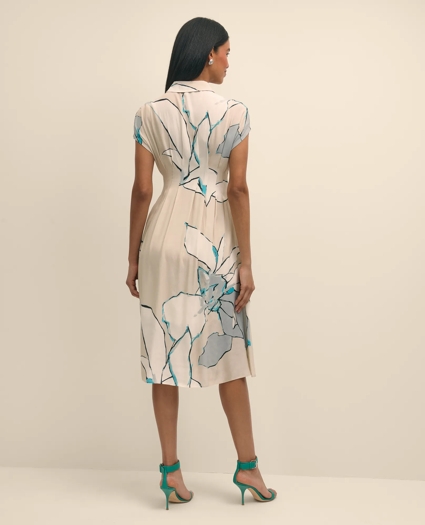Crepe A-Line Abstract Print Shirt Dress, image 4