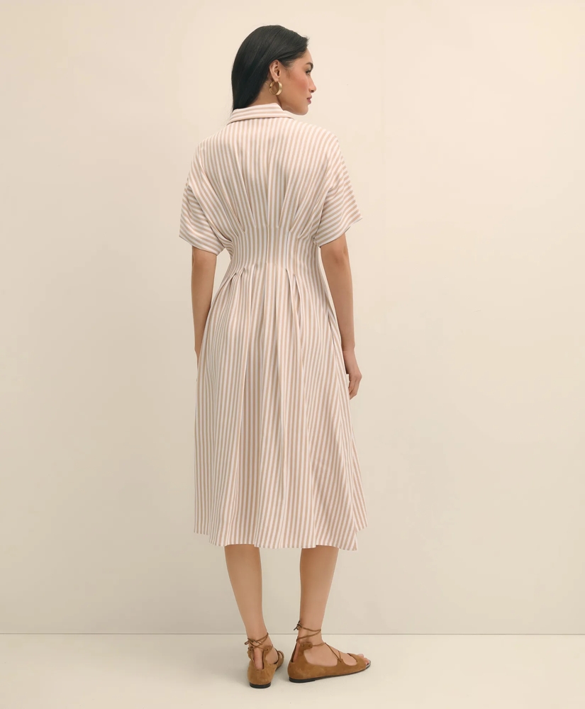 Striped Pleated Fit-And-Flare Shirt Dress, image 4