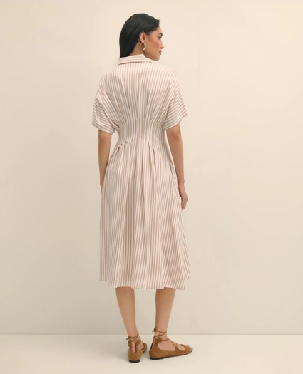 Striped Pleated Fit-And-Flare Shirt Dress, image 4