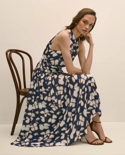 Halter Dress in Abstract Floral Print, image 1