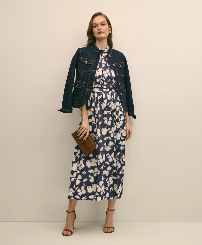 Halter Dress in Abstract Floral Print, image 2
