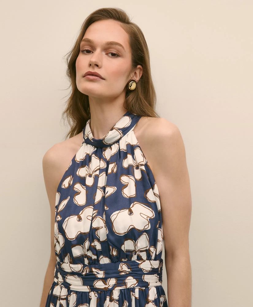 Halter Dress in Abstract Floral Print, image 3