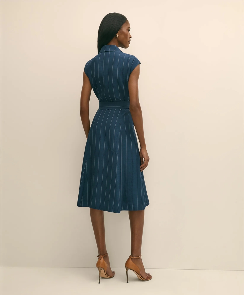 Linen Blend Pinstripe Trench Dress, image 4