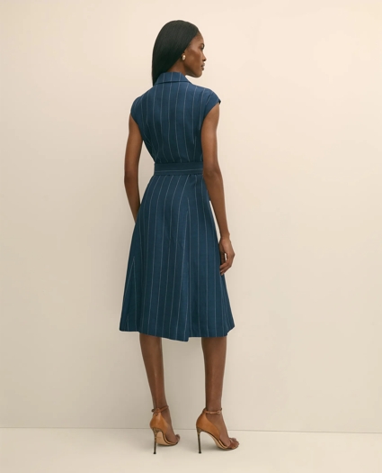 Linen Blend Pinstripe Trench Dress, image 4