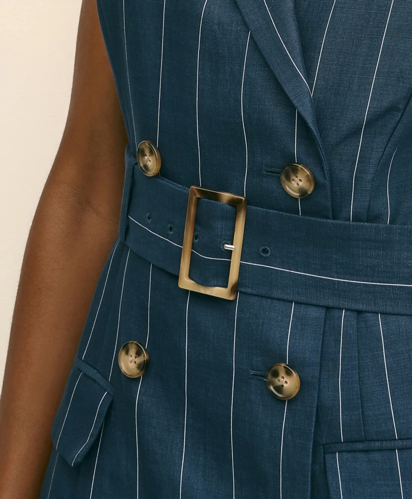 Linen Blend Pinstripe Trench Dress, image 5