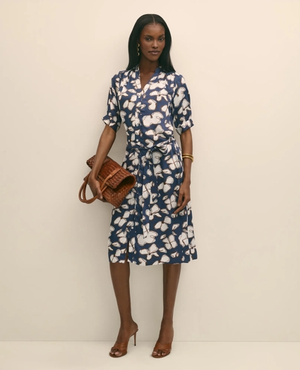 Belted Modal Shirt Dress in Abstract Floral Print, image 1