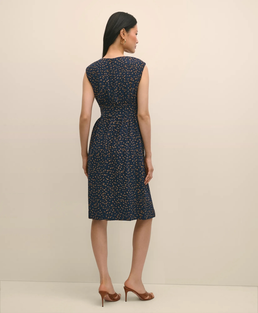 Georgette Crepe Abstract Print Faux-Wrap Dress, image 5