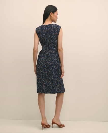 Georgette Crepe Abstract Print Faux-Wrap Dress, image 5