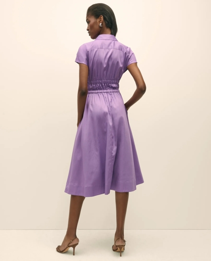 Cotton Smocked Waist Cap-Sleeve Shirt Dress, image 4