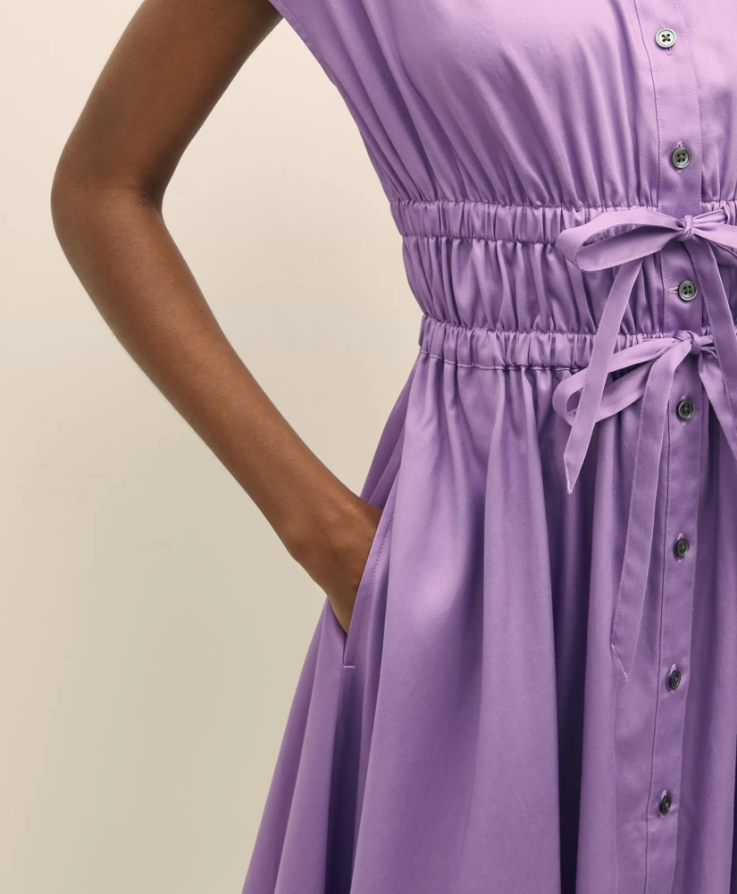 Cotton Smocked Waist Cap-Sleeve Shirt Dress, image 5