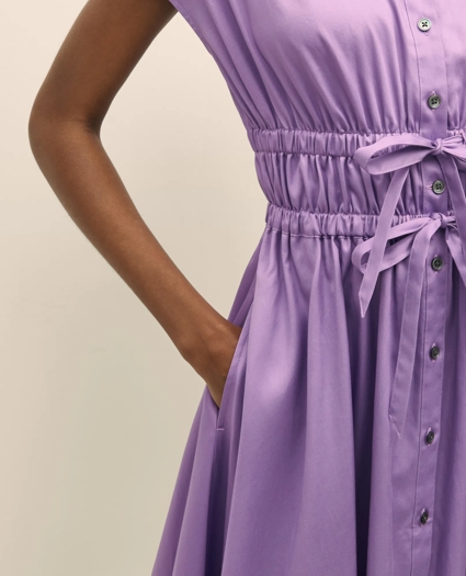 Cotton Smocked Waist Cap-Sleeve Shirt Dress, image 5