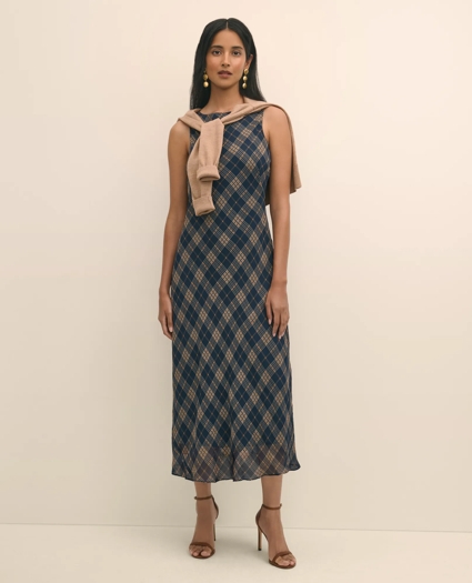 Crinkle Chiffon Plaid Maxi Dress, image 1